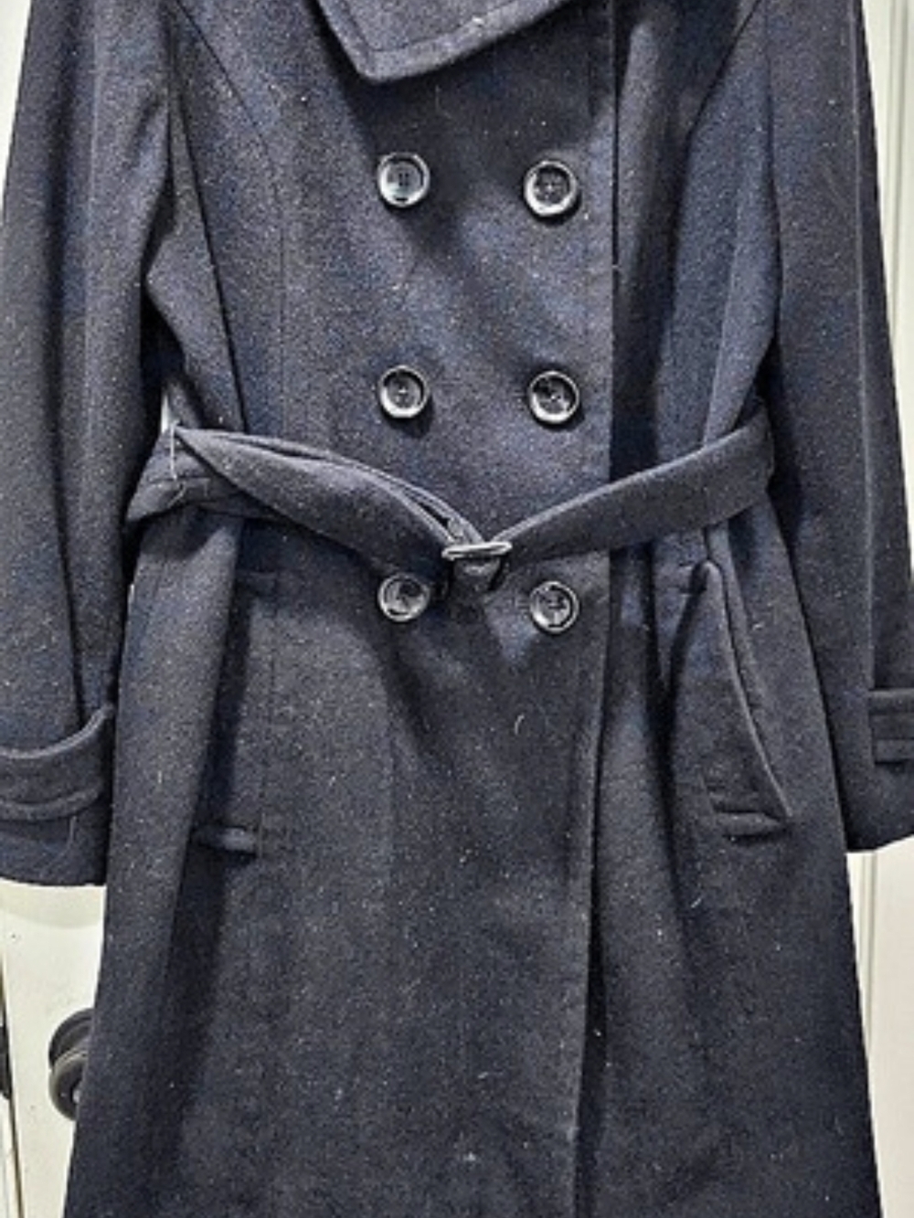 Saks Fifth Avenue Double-Breasted Belted Wool-Style Coat in Black